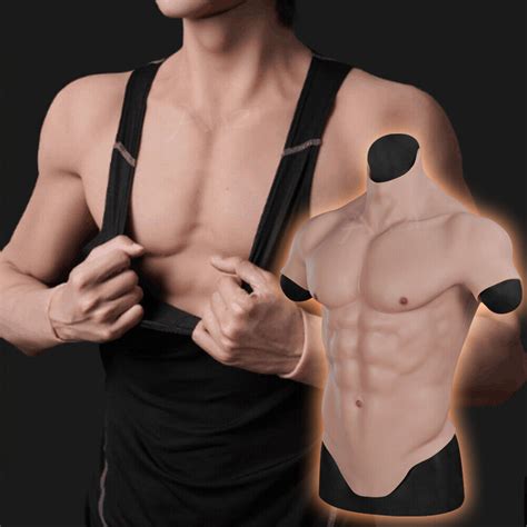Silicone Muscle Chest Realistic Bodysuit Male Fake Breast Plate Costume Cosplay Ebay