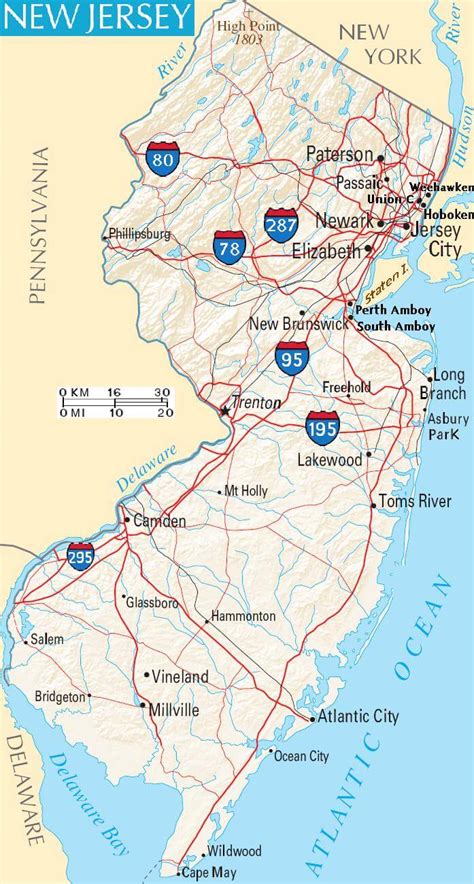 New Jersey Physical Map