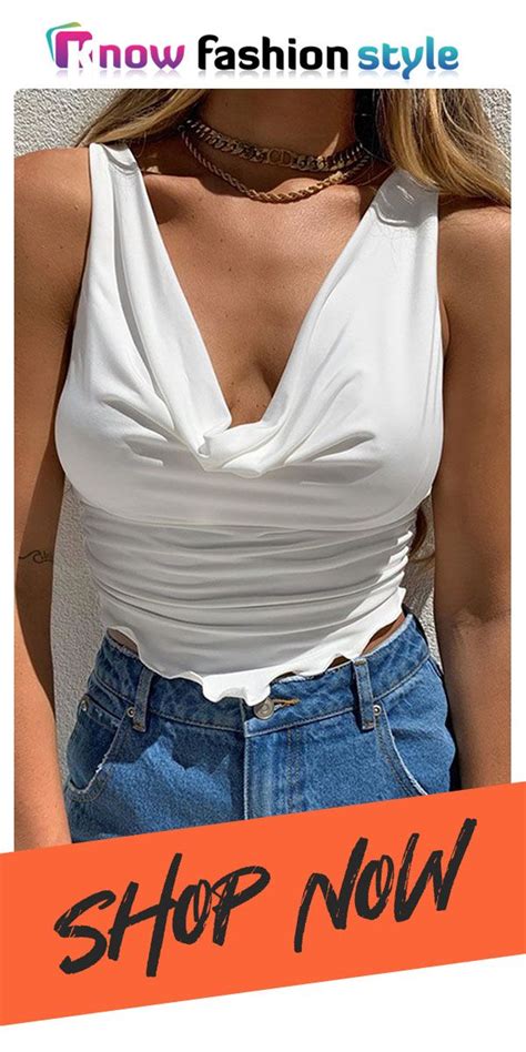 White Sexy Solid Split Joint V Neck Tops In 2022 Tops V Neck Tops Fashion