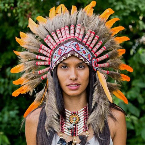 light orange chief headdress 65cm native american headdress native american fashion native