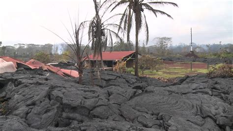 Panoramic View Of Puna Lava Flow Engulfing Pahoa Property 111314