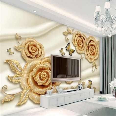 Beibehang Custom Photo Wallpaper 3d Fresco Luxury 3d Gold Rose Diamond