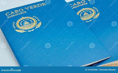 Foreign Biometric Passport Of The Republic Of Cape Verde Stock Photo