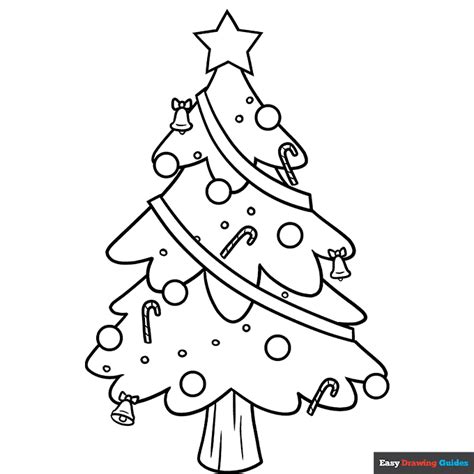 Cartoon Christmas Tree Coloring Page Easy Drawing Guides