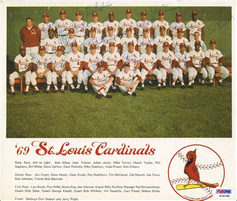 The St Louis Cardinals Autographed Signed Photograph With Co Signers