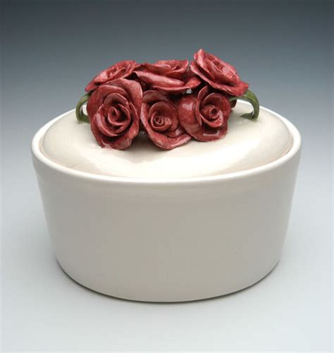 Handcrafted Oval Rose Ceramic Cremation Urn Ceramic Cremation Urn