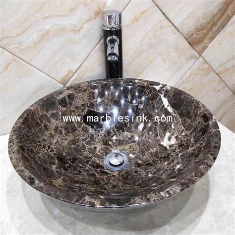 Dark Emperador Marble Wash Basin Vessel Sink Bathroom Sink