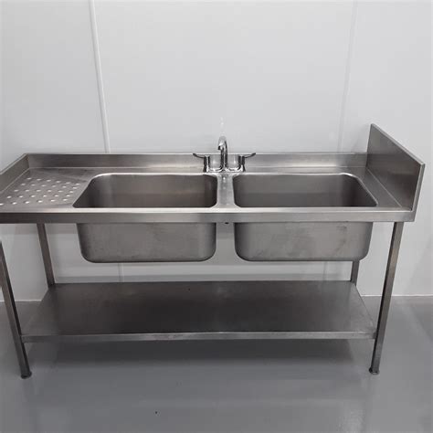 Commercial Used Stainless Double Sink 180cmw X 65cmd X 89cmh