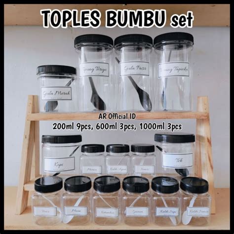 Jual Pcs Toples Bumbu Dapur Set Free Sendok Stiker Paket Rak Murah