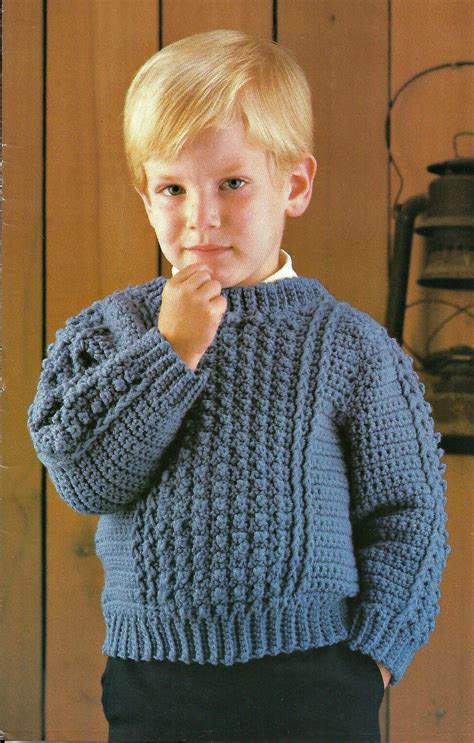 Boys Crocheted Sweater Pdf Download 1980s Sizes Etsy Australia