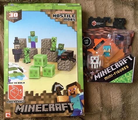 Minecraft Papercraft Hostile Mobs 30 Piece Set Plus Bonus Mini