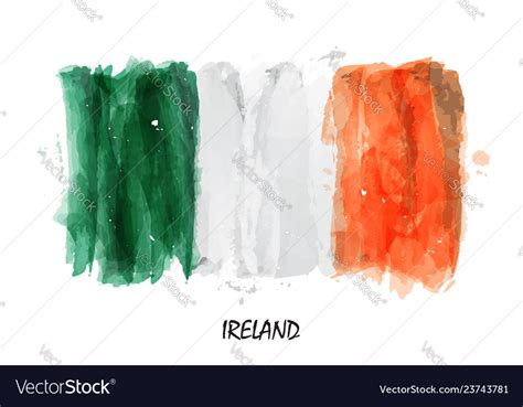 Realistic Watercolor Painting Flag Of Ireland Vector Image