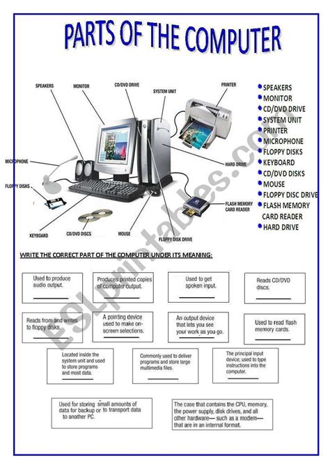 Computer Parts Identification Worksheet Bmpcparte