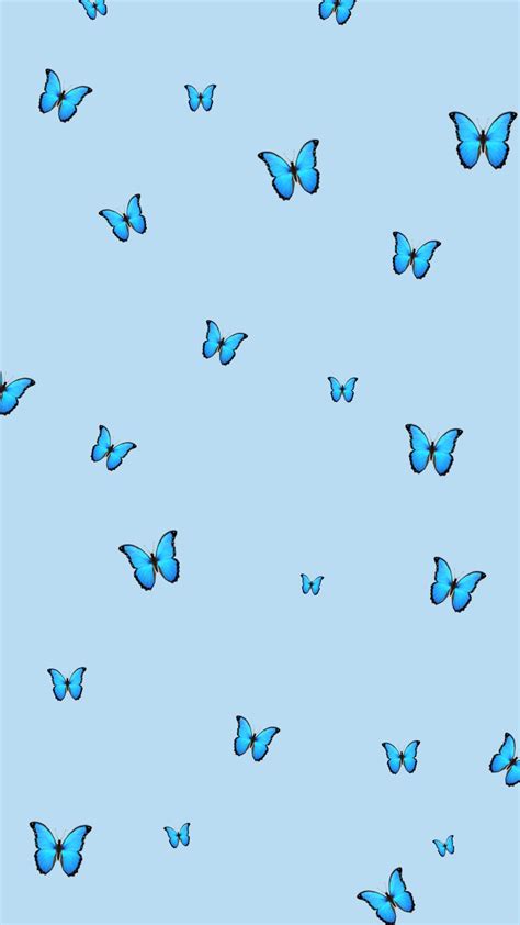 Background Wallpaper Iphone Pastel Blue Butterfly Aesthetic Simple