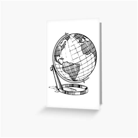 Globe Drawing Greeting Card For Sale By Bunnyflufferz Redbubble