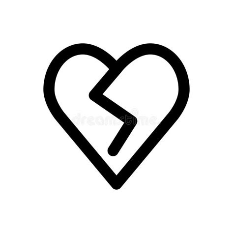 Broken Heart Icon Line Isolated On White Background Black Flat Thin