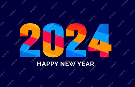 Premium Vector 2024 Happy New Year Colorful Text Logo Typography