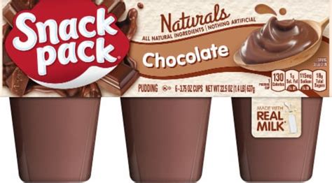 Snack Pack Naturals Chocolate Pudding 6 Ct 375 Oz Kroger