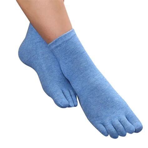 Klv Women Split Socks Low Cut Ankle Show Toe Socks Cotton Blend Breathable Five Finger Feet