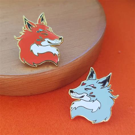 fox pair hard enamel pins lapel pin red fox pin enamel fox etsy