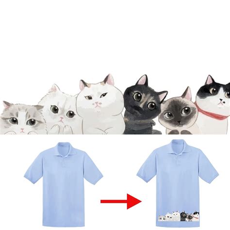 Cute Cat Patch T Shirt Press Heat Transfer Sticker A Level Washable