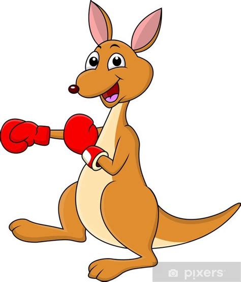 Sticker Funny Boxing Kangaroo Cartoon Pixersnetau