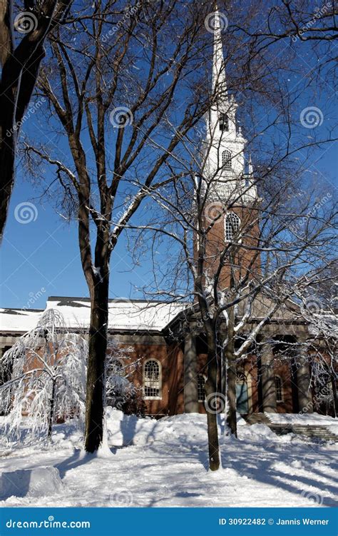 Harvard Universitys Memorial Church In Winter Editorial Photography