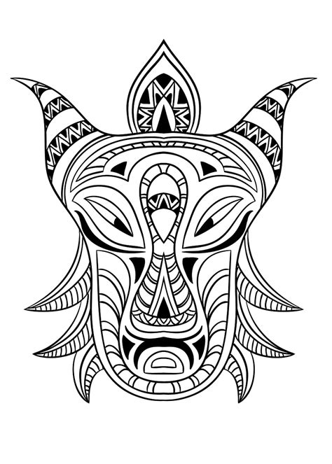 African Mask 3 Africa Adult Coloring Pages Page 2