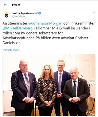 Hon ersätter därmed christer danielsson som suttit på posten sedan 2017. Advokatsamfundet - Advokatsamfundet på Justitiedepartementet