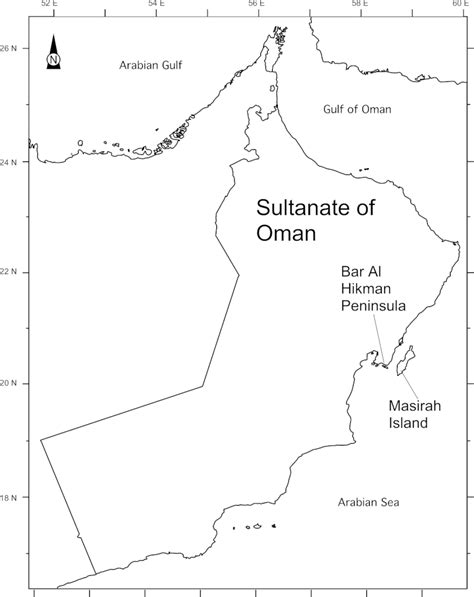 Map Of The Sultanate Of Oman With The Location Of The Bar Al Hikman