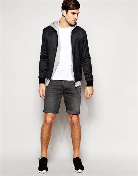 Asos Denim Shorts In Skinny Fit In Gray For Men Grey Lyst