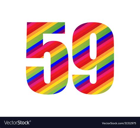 59 Number Rainbow Style Numeral Digit Colorful Vector Image