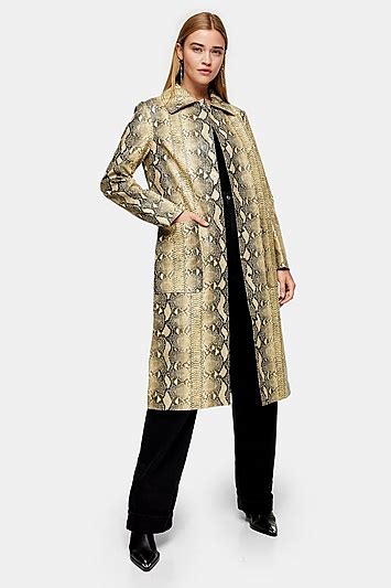 Pu Snake Print Coat Outfit Essentials Topshop Outfit Mantel Print