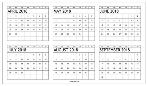 6 Month Free Printable Calendar Calendar Template Calendar