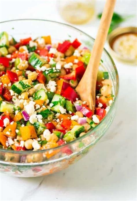 Mediterranean Chickpea Salad With Feta And Cucumber