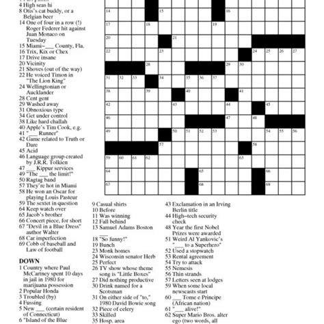 Printable Daily Commuter Crossword Puzzles Portal Tutorials