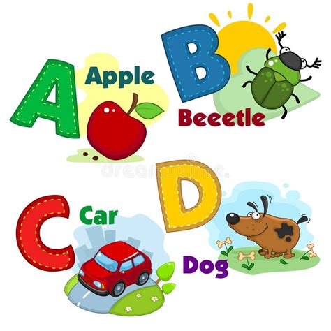 Alphabet with Letters and Pictures To Them. Stock Vector  Illustration