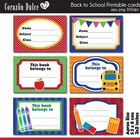 Back To School Cards Collage Sheets Printable Templates Book