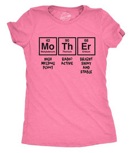 Womens Mother Periodic Table T Shirt Funny Novelty Graphic Mothers Day Tee Nerdy Heather Pink