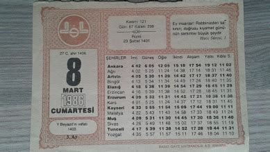 karmaşa muhabir onları 1986 mart takvimi merchandiser suikast Yurt