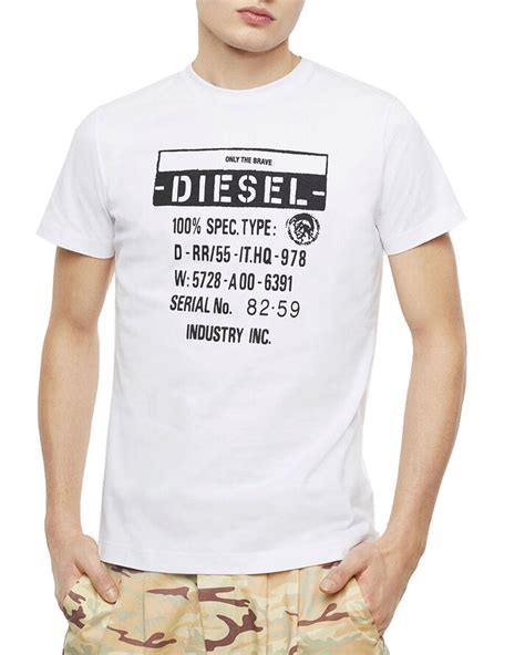 Diesel T Diego S1 T Shirt Bright White T Skjorter Med Trykk På Zoovillage