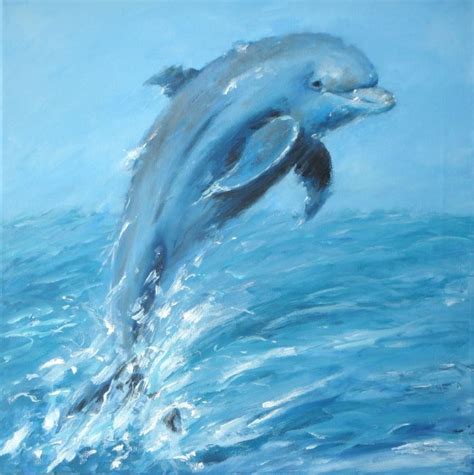 A Painting Of A Dolphin Jumping Out Of The Water