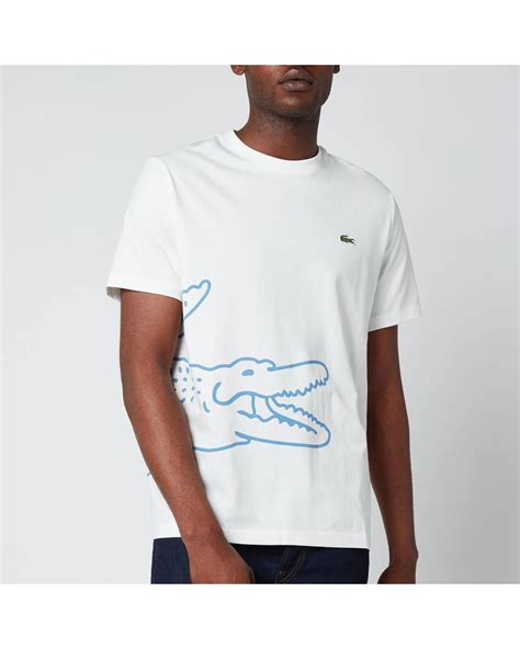 lacoste wrap around crocodile logo t shirt in white for men lyst