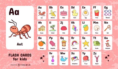 Conjunto De Niños Alfabeto Tarjetas De Vocabulario Descargar Vector
