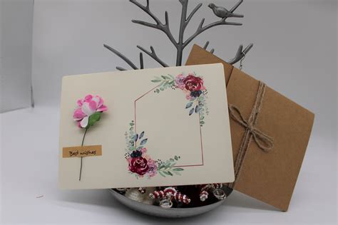 Handmade Dried Flowers Greeting Card Dried Flowers Blessing Etsy