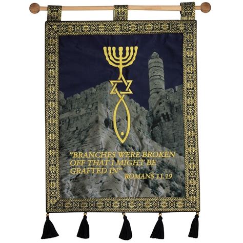 Grafted In Messianic Jerusalem Banner Romans 11 Tower Of David Blue