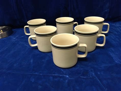 Lot Of 6 Vintage Stoneware Coffee Mugs Made In China Etsy