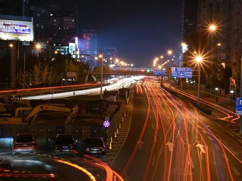 China Beijing Night Road Traffic Lights 1242x2688 Iphone Xs Max