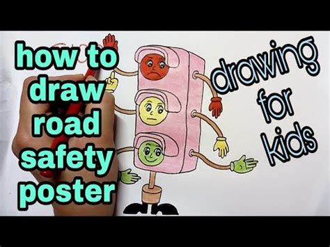 Street safety is an important issue for all. road safety poster drawing for kids | how to draw traffic signal rules image - YouTube