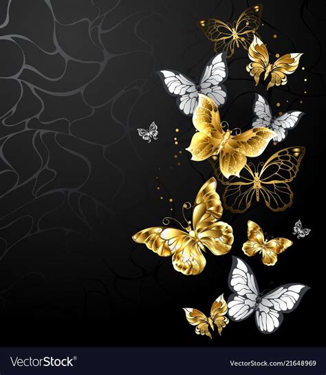 Gold And White Butterflies Vector Image On In 2020 Butterfly Art